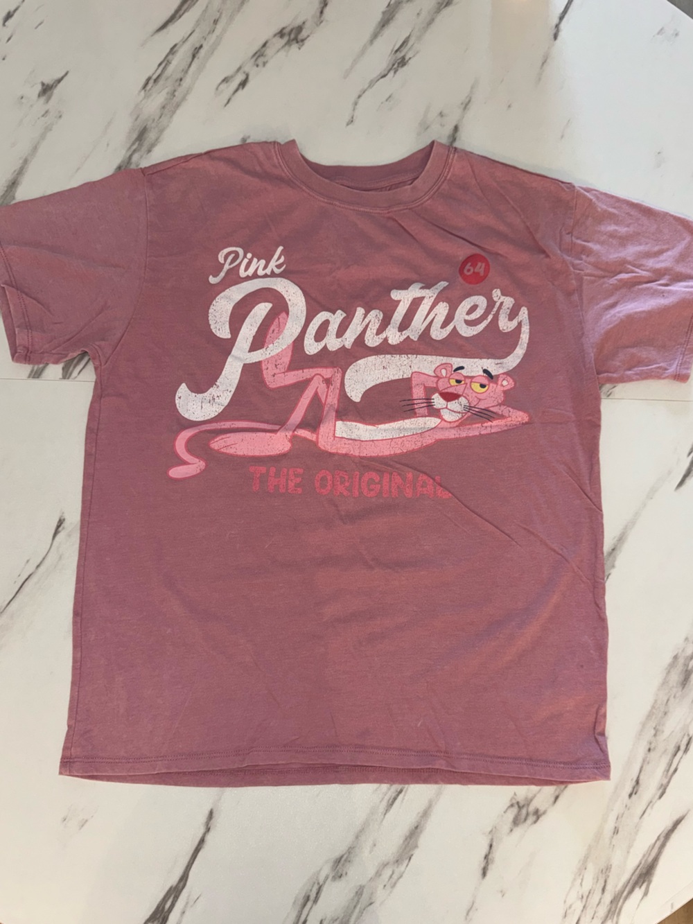 Pink Panther The Original Pink Shory Sleeve Crew Neck Graphic T-Shirt L